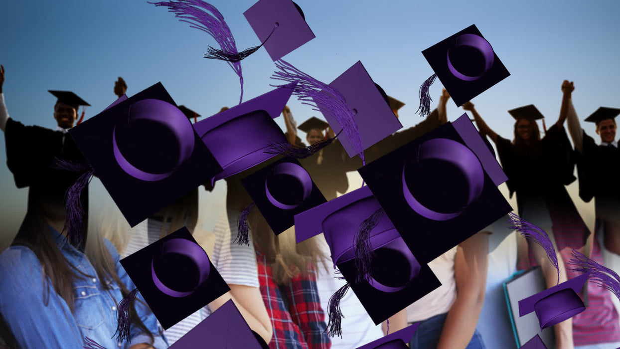 Grad Cap Toss Transition - Purple for Photopia