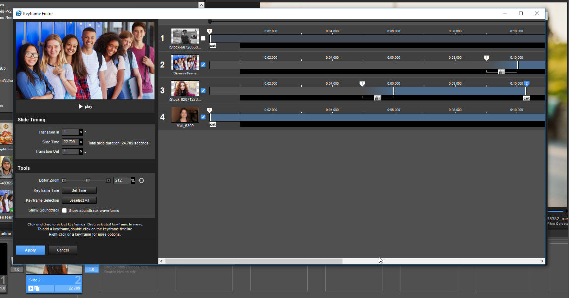 Tutorial - How to Use the Keyframe Editor to Fade Photos over a Video File